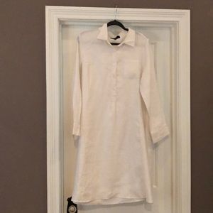 White, linen shirt dress
